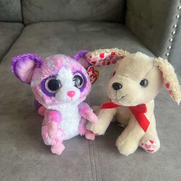 Ty Small Pets Cream and Red Plush Set - Picture 5 of 5